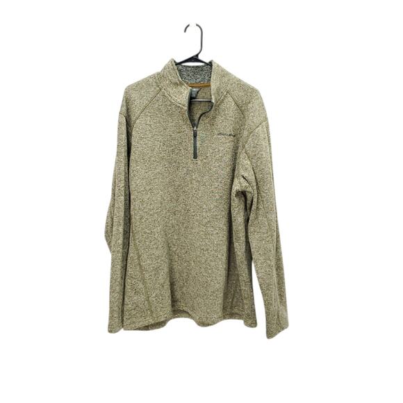 Eddie Bauer Other - EDDIE BAUER Men's Olive Green Fleece Pullover 3/4 Zip Popover Jacket
